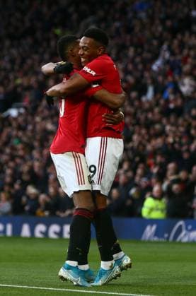 Manchester United, ManU v Brighton and Hove Albion - Premier League - Old Trafford November 10, 2019, Manchester, United Kingdom: Marcus Rashford of Manchester United celebrates scoring the third goal with Anthony Martial of Manchester United during the Premier League match at Old Trafford, Manchester. Picture date: 10th November 2019. Picture credit should read: Phil Oldham Sportimage Manchester United Kingdom EDITORIAL USE ONLY Copyright: xx ZUMA-20191110_zaf_si1_077.jpg PhilxOldhamx csmphototwo609199