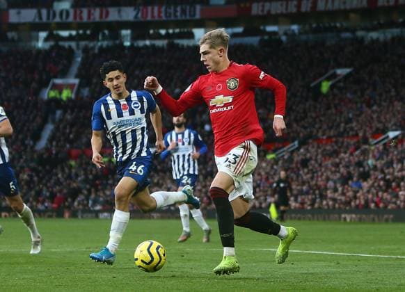 Manchester United, ManU v Brighton and Hove Albion - Premier League - Old Trafford November 10, 2019, Manchester, United Kingdom: Brandon Williams of Manchester United gets in behind Brighton during the Premier League match at Old Trafford, Manchester. Picture date: 10th November 2019. Picture credit should read: Phil Oldham Sportimage Manchester United Kingdom EDITORIAL USE ONLY Copyright: xx ZUMA-20191110_zaf_si1_089.jpg PhilxOldhamx csmphototwo609206