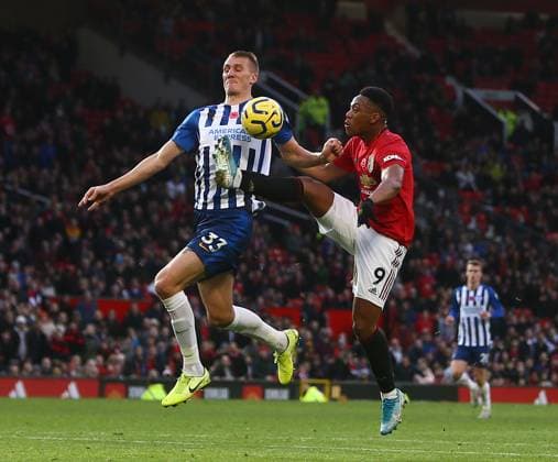 Manchester United, ManU v Brighton and Hove Albion - Premier League - Old Trafford November 10, 2019, Manchester, United Kingdom: Anthony Martial of Manchester United and Dan Burn of Brighton during the Premier League match at Old Trafford, Manchester. Picture date: 10th November 2019. Picture credit should read: Phil Oldham Sportimage Manchester United Kingdom EDITORIAL USE ONLY Copyright: xx ZUMA-20191110_zaf_si1_102.jpg PhilxOldhamx csmphototwo609215