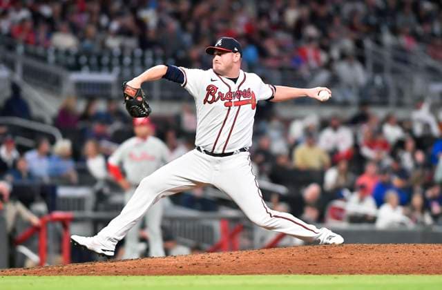 MLB, Baseball Herren, USA 2021: Philadelphia Phillies vs Atlanta Braves MAY 08 May 08, 2021: Atlanta Braves pitcher Tyler Matzek delivers a pitch during the ninth inning of a MLB game against the Philadelphia Phillies at Truist Park in Atlanta, GA. The Braves won in extra innings. Austin McAfee CSM Atlanta Georgia USA EDITORIAL USE ONLY Copyright: xx ZUMA-20210508_zaf_c04_231.jpg AustinxMcafeex csmphototwo741971