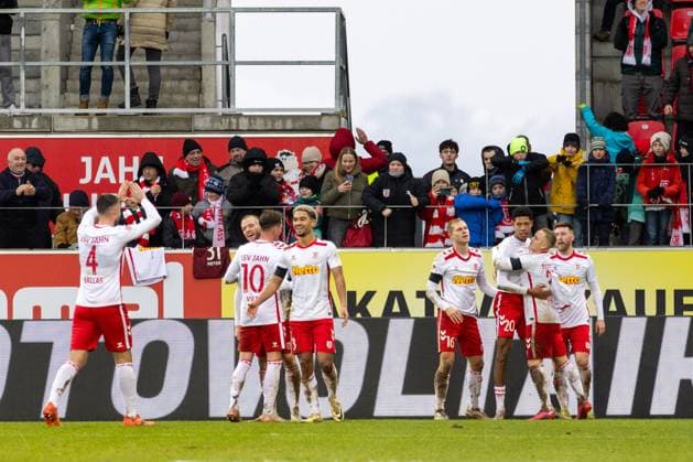 22 12 2024, Soccer, GER, Season, 2 Liga, Season 2024 2025, Matchday 17, SSV Jahn Regensburg SV Darmstadt 98 Cheering after the 2 0 for Regensburg by Noah Ganaus DFL REGULATIONS PROHIBIT ANY USE OF PHOTOGRAPHS AS IMAGE SEQUENCES AND OR QUASI VIDEO Regensburg Bayern Germany Jahnstadion Regensburg