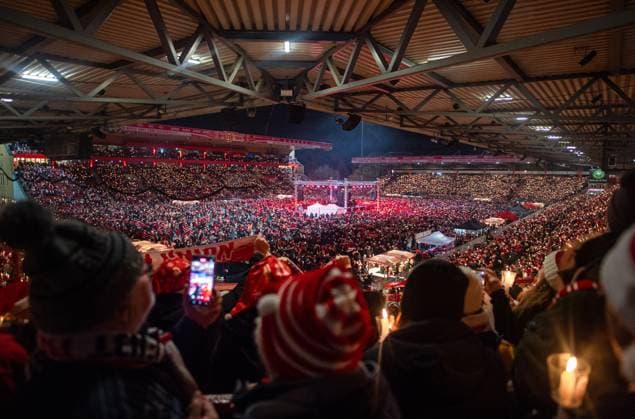Football, Men, Season 2024 2025, 1 Bundesliga, 1 FC Union Berlin, 22 Christmas caroling at Stadion An der Alten Försterei, Overview, 23 12 2024, Copyright: xSebastianxRäppold MatthiasxKochx