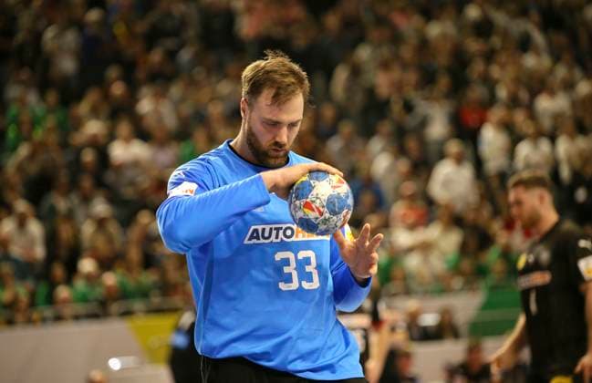 Photo skeptical face of goalkeeper Andreas Wolff Germany European Handball Championship, semi-final in Cologne , on Fri 26 01 2024 Germany Denmark 26 29