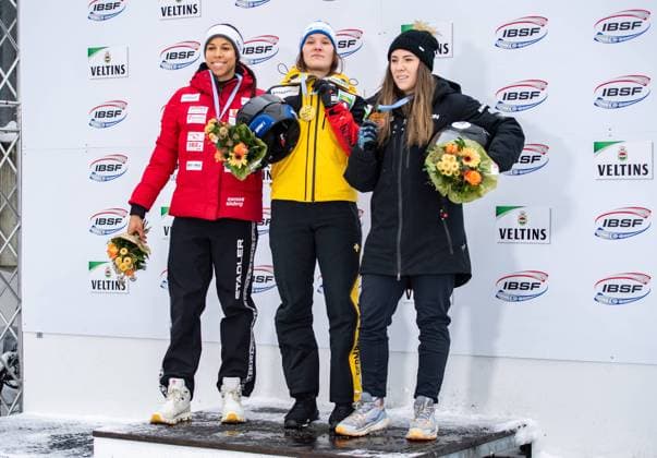 IBSF Bobsleigh Worldcup Winterberg, 04 01 2025 Melanie Hasler SUI, 14 , Lisa Buckwitz GER, 8 , Breeana Walker AUS, 10 IBSF Bobsleigh Worldcup Winterberg Women Monobob, 04 01 2025 Copyright: xBEAUTIFULxSPORTS Erlhofx