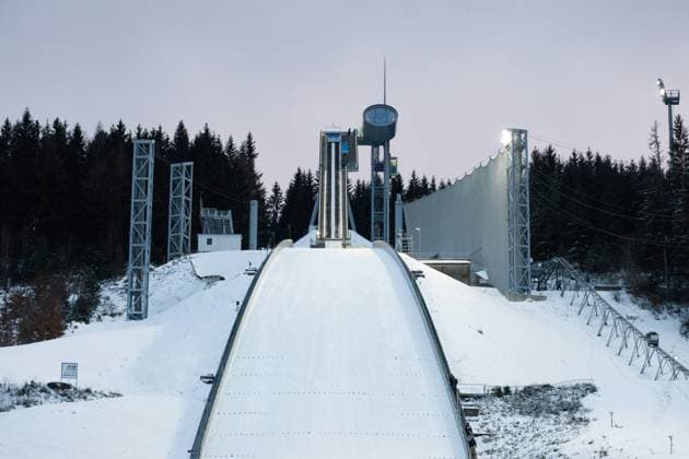 12 01 2025, Ski jumping, men, FIS Continental Cup, winter, 8 individual competition View of the ski jumping facility Klingenthal Vogtland Arena Saxony Germany