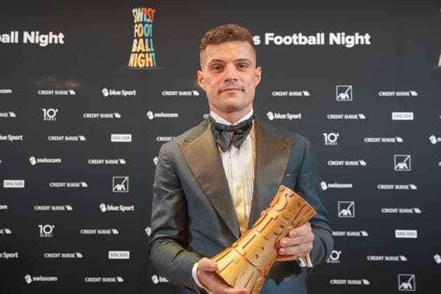 13 01 2025 Bern, Switzerland 4 Swiss Football Night 2025 Granit Xhaka Bayer Leverkusen nominated UBS for Male National Player 2024 wins the trophy for the third time, but cannot come in person due to the English week in the Bundesliga Will be broadcast live here Archive photo The award ceremony at Casino Bern, organized by the SFA and the SFL, honors the best Swiss footballers in seven categories Professional juries nominated, fans voted until 3 December Bern Switzerland Copyright: xJOERANxSTEINSIEKx