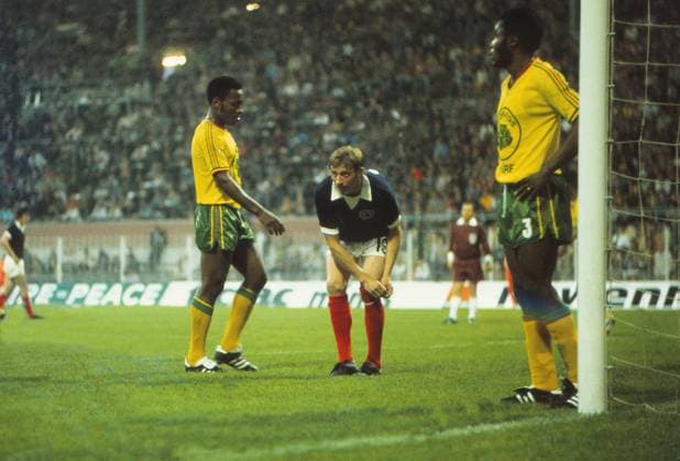 Football - 1974 World Cup - First Round, Group Two: Scotland 2 Zaire 0 Scotland s Denis Law at Westfalenstadion, Dortmund, West Germany.