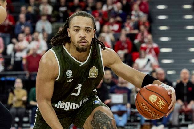 German Basketball Bundesliga BBL , FC Bayern Munich Basketball vs ALBA Berlin, Munich FC Bayern Basketball, Berlin ALBA, 2025 02 02 in Munich BMW Park EDWARDS Carsen FC Bayern Basketball FCBB03PG sportworld Munich BMW Park Bayern Germany