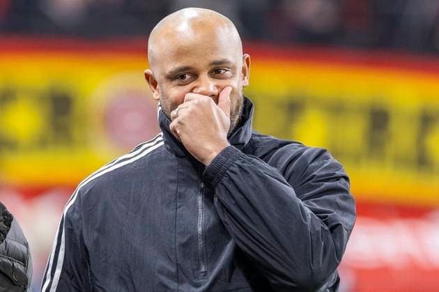 Vincent Kompany FC Bayern München, Head Coach Leverkusen, Soccer 1 Bundesliga 22 Matchday, Matchday 22, Bayer 04 Leverkusen FC Bayern München, 15 02 2024, BayArena, Leverkusen DFL regulations prohibit any use of photographs as image sequences and or quasi video Â