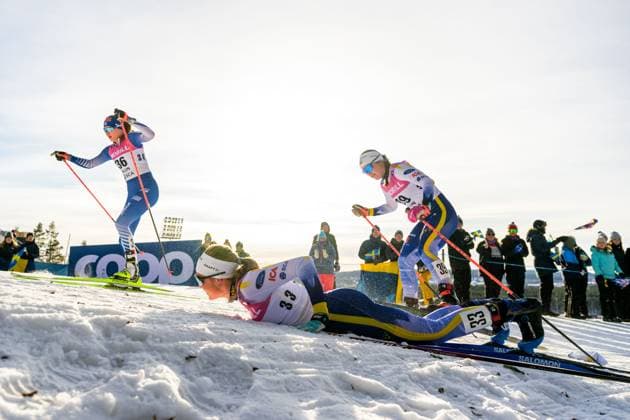 250216 Vilma Nissinen of Finland, Evelina Crusell of Sweden and Lisa Ingesson of Sweden competes in the women s 20 km mass start during the FIS Cross Country World Cup on February 16, 2025 in Falun Photo Simon Hastegard BILDBYRAN kod SH SH0590 skidor cross country skiing langrenn världscupen fis cross country world cup masstart mass start fis cross country world cup dam bbeng sweden sverige  Copyright: SIMONxHASTEGARD BB250216SH097