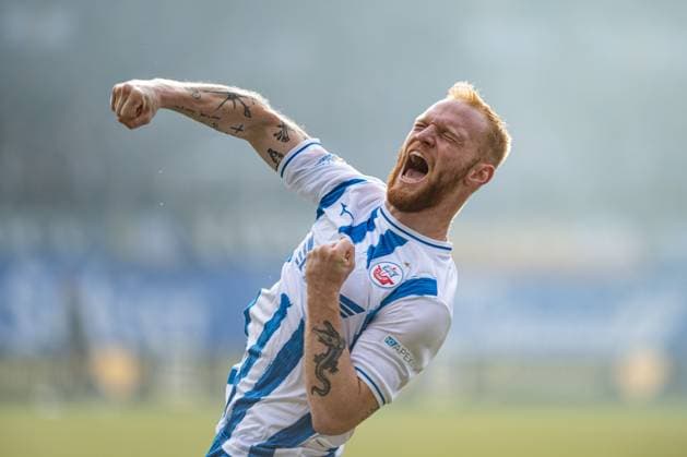 Rostock, Germany 22 February 2025 3 Liga 2024 2025 FC Hansa Rostock vs SG Dynamo Dresden In the picture Nils Fröling Froeling Hansa Rostock cheers after his goal to 1 0 DFB regulations prohibit any use of photographs as image sequences and or quasi video Copyright: xFotostandx xVoelkerx