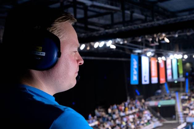 Stuttgart HBL 24 25 TVB Stuttgart TBV Lemgo Commentator Florian Schmidt Sommerfeld DYN Stuttgart Porsche Arena Baden Württemberg Germany