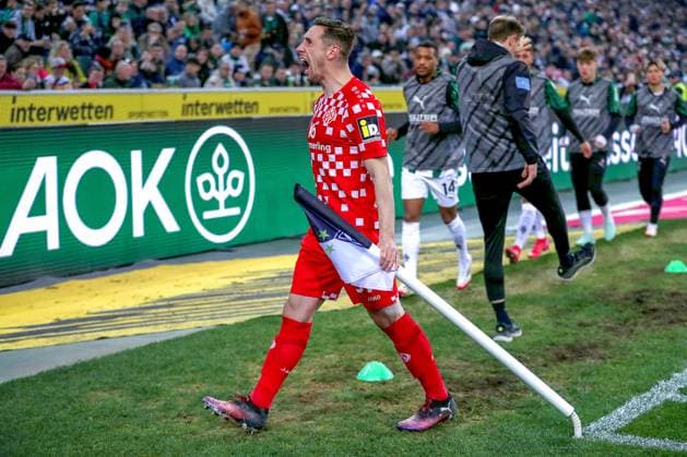 07 03 2025, Football, Borussia Mönchengladbach 1 FSV Mainz 05, 1 Fußball Bundesliga, Borussia Park, Saison 2024 2025 Torjubel nach dem 2 0 durch Torschütze Dominik Kohr Mainz05 31 DFB regulations prohibit any use of photographs as image sequences and or quasi video Nordrhein Westfalen Germany