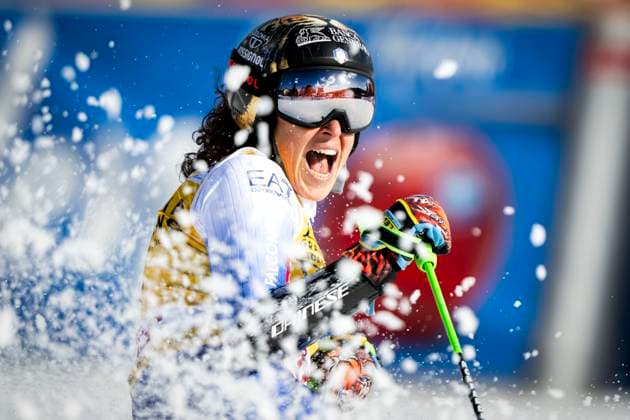 ARE, SWEDEN 20250308 Italy s Federica Brignone crosses the finish line to win the women s giant slalom event during the FIS Alpine Skiing World Cup in Are, Sweden, on March 8, 2025 ARE SWEDEN x10050x  Copyright: xPontusxLundahl TTx ALPINE SKIING WC GIANT SLALOM