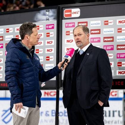 Steve Walker Trainer, Coach, Headcoach, Schwenninger Wild Wings, SWW in an interview with Magenta Sport, Nuernberg Ice Tigers vs Schwenninger Wild Wings, Ice Hockey, Penny DEL, Pre Playoffs Game 1, 09 03 2025, Nuernberg Ice Tigers vs Schwenninger Wild Wings, Ice Hockey, Penny DEL, Pre Playoffs Game 1, 09 03 2025 Copyright: xEibner-Pressefoto ThomasxHahnx EP_NIT