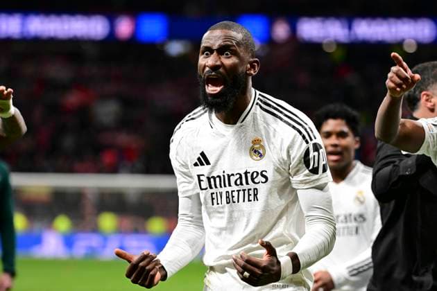 Antonio Ruediger 22 Madrid celebrates victory, Atletico Madrid vs Real Madrid , Football, Champions League, Round of 16 second leg, 12 03 2025 Madrid Madrid Spain Copyright: xkolbert-press MarcxNiemeyerx