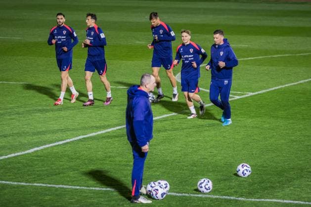 Training session of Croatian National Football Team Croatia s Josip Sutalo, Ante Budimir, Marin Pongracic and Toni Fruk during training session of Croatian National Football Team at Poljud Stadium on March 17, 2025 in Split, Croatia. Croatia will play UEFA League of Nations match against France on March 20.  ZvonimirxBarisin PIXSELL