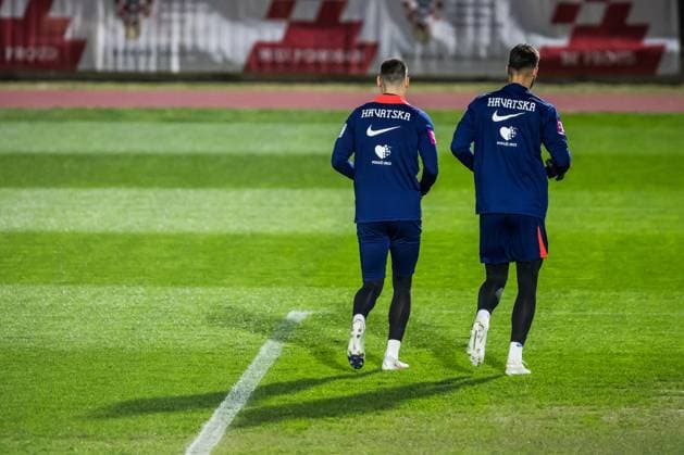 Training session of Croatian National Football Team Goalkeepers of Croatia Ivica Ivusic and Dominik Livakovic warm up during training session of Croatian National Football Team at Poljud Stadium on March 17, 2025 in Split, Croatia. Croatia will play UEFA League of Nations match against France on March 20.  ZvonimirxBarisin PIXSELL