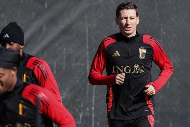 Belgium s Hans Vanaken pictured during a training session of Belgian national soccer team the Red Devils, Wednesday 19 March 2025 in Tubize, ahead of tomorrow s game against Ukraine, in the Nations League group phase. BRUNOxFAHY  x115266630x