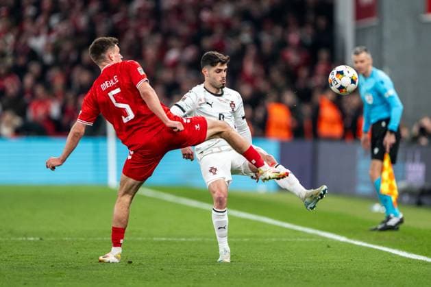 Denmark v Portugal, UEFA Nations League, Copenhagen, Denmark Copenhagen, Denmark. 20th, March 2025. Pedro Neto (9) of Portugal seen during the UEFA Nations League play-off match between Denmark and Portugal at Parken in Copenhagen. Denmark, Copenhagen  Copyright: xGonzalesxPhoto FrederikkexJensenx