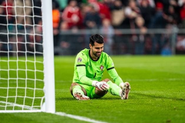Denmark v Portugal, UEFA Nations League, Copenhagen, Denmark Copenhagen, Denmark. 20th, March 2025. Goalkeeper Diogo Costa (1) of Portugal seen during the UEFA Nations League play-off match between Denmark and Portugal at Parken in Copenhagen. Denmark, Copenhagen  Copyright: xGonzalesxPhoto FrederikkexJensenx