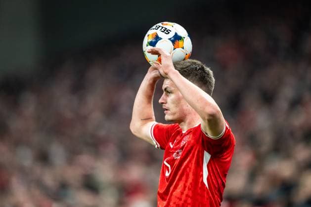Denmark v Portugal, UEFA Nations League, Copenhagen, Denmark Copenhagen, Denmark. 20th, March 2025. Joakim Maehle (5) of Denmark seen during the UEFA Nations League play-off match between Denmark and Portugal at Parken in Copenhagen. Denmark, Copenhagen  Copyright: xGonzalesxPhoto FrederikkexJensenx