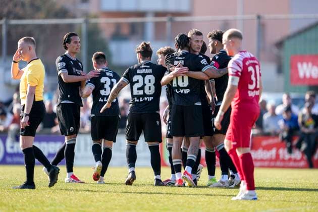 Players of SV Sandhausen SVS , cheer about the goal to 1 2, cheer, goal celebration, celebrate the goal, goal, celebration, cheers about the goal, rejoice, joy, rejoices, optimistic, positive, game scene, highlight, Action, Action, 22 03 2025, Krautheim Germany , Soccer, bfv Rothaus Pokal, Semifinal, VfR Gommersdorf SV Sandhausen, DFB DFL REGULATIONS PROHIBIT ANY USE OF PHOTOGRAPHS AS IMAGE SEQUENCES AND OR QUASI VIDEO xozx