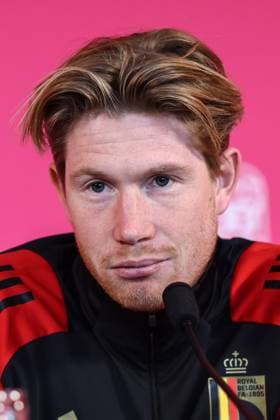 Belgium s Kevin De Bruyne pictured during a press conference, PK, Pressekonferenz of Belgian national soccer team the Red Devils, Saturday 22 March 2025 in Genk. The team is preparing for tomorrow s game against Ukraine, the return leg of the Nations League playoff. Ukraine won the first leg 3-1. BRUNOxFAHY  x115411556x