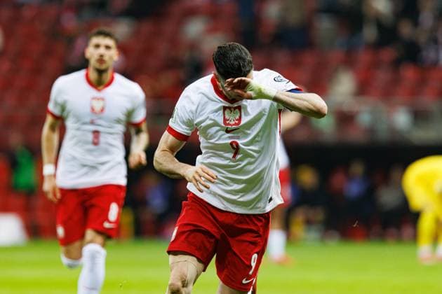 Robert Lewandowski seen celebrating after scoring goal during World Cup 2026 European Qualifying game between national teams of Poland and Lithuania at PGE Narodowy (Maciej Rogowski) Warsaw PGE Narodowy Poland Copyright: xMaciejxRogowskix polandlithuania2425-498