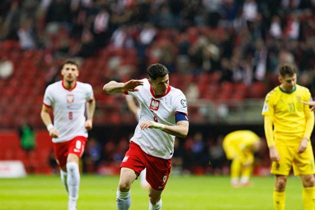 Robert Lewandowski seen celebrating after scoring goal during World Cup 2026 European Qualifying game between national teams of Poland and Lithuania at PGE Narodowy (Maciej Rogowski) Warsaw PGE Narodowy Poland Copyright: xMaciejxRogowskix polandlithuania2425-497