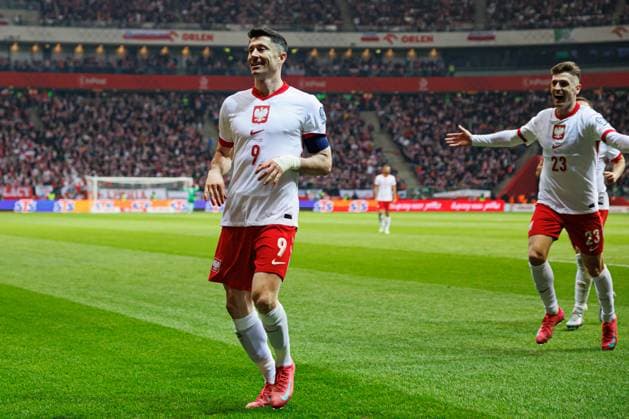 Robert Lewandowski seen celebrating after scoring goal during World Cup 2026 European Qualifying game between national teams of Poland and Lithuania at PGE Narodowy (Maciej Rogowski) Warsaw PGE Narodowy Poland Copyright: xMaciejxRogowskix polandlithuania2425-517