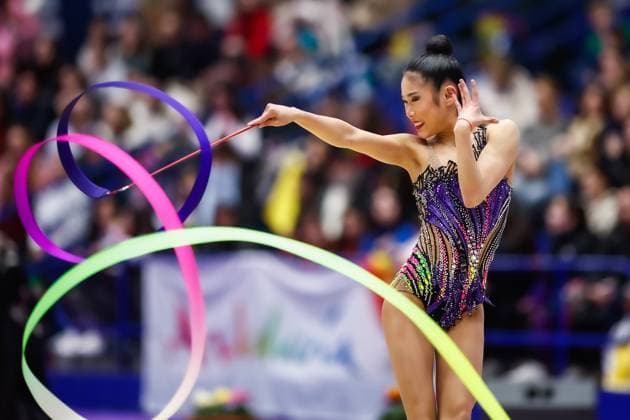 Grand Prix Marbella 2025 23 03 2025 Megan Chu USA at apparatus finals Grand Prix Marbella 2025 at 23 03 2025 in the Palacio de los Deportes Elena Benitez in Marbella Spain Photo Ulrich Fassbender Copyright: xBEAUTIFULxSPORTS U.xFassbenderx