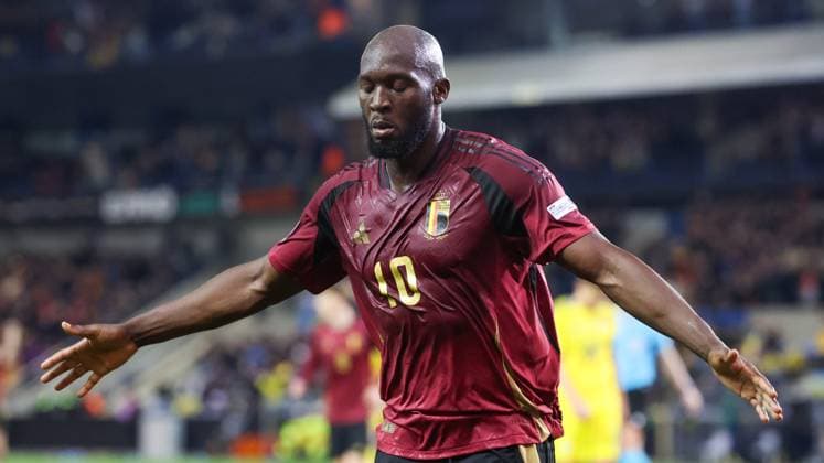 Belgium s Romelu Lukaku celebrates after scoring during a soccer game between Belgian national team, Nationalteam the Red Devils and Ukraine, Sunday 23 March 2025 in Genk, the return leg of the Nations League playoff. Ukraine won the first leg 3-1. VIRGINIExLEFOUR x115474719x