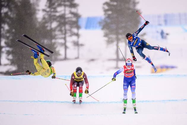 250330 Florian Wilmsmann of Germany and David Mobärg of Sweden compete in the men s ski cross final during the FIS Ski Cross World Cup on March 30, 2025 in Idre Photo Simon Hastegard BILDBYRAN kod SH SH0607 freestyle skiing skicross ski cross världscupen world cup fis ski cross world cup bbeng sverige  Copyright: SIMONxHASTEGARD BB250330SH018