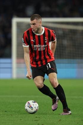 AC Milan s Strahinja Pavlovic during the Serie A soccer match between Napoli and Milan at the Diego Armando Maradona Stadium in Naples, southern italy - Sunday , March 30 , 2025. - Soccer .  Copyright: xAlessandroxGarofalo LaPressex