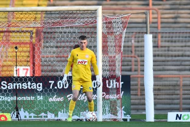 Soccer Mens Regionalliga West Season 2024 2025 28 Matchday Red White Oberhausen Fortuna Cologne on 04 04 2025 at Stadion Niederrhein in Oberhausen Lennart Winkler Fortuna Cologne North Rhine-Westphalia Germany