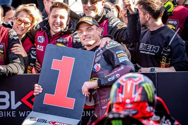 World SBK Superbike World Championship Assen, 12 04 2025 Sam Lowes Eleven Marc VDS Racing Team, Ducati Panigale V4R 14 is happy about his first Superpole World SBK Superbike World Championship Assen, 12 04 2025 Copyright: xBEAUTIFULxSPORTS Erlhofx