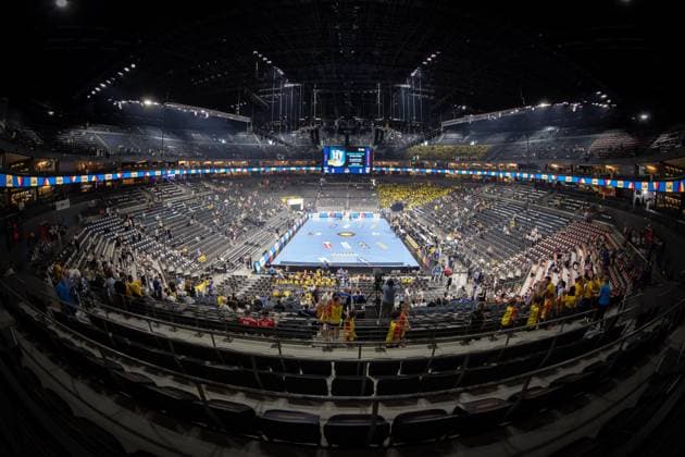 The Lanxess Arena general view inside the stadium during the Lidl Final4 Halffinal Match match between THW Kiel and Rhein Neckar Loewen, Lanxess Arena on April 12, 2025 in Cologne, Germany Photo by Mario Hommes DeFodi Images The Lanxess Arena general view inside the stadium during the Lidl Final4 Halffinal Match match between THW Kiel and Rhein Neckar Loewen at Lanxess Arena on April 12, 2025 in Cologne, Germany Photo by Mario Hommes DeFodi Images Photo by Mario Hommes DeFodi Images