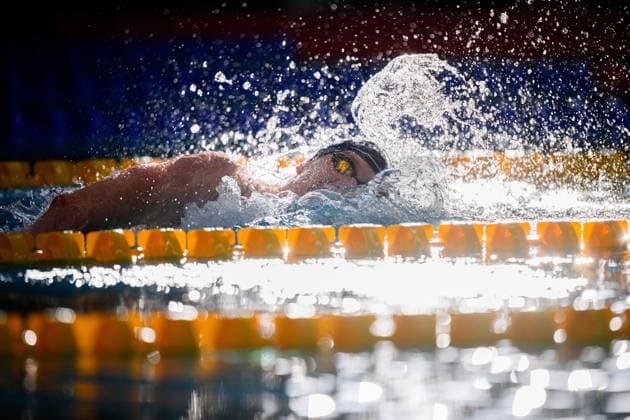 250412 Lukas Märtens of Germany competes in the men™s 400 meters freestyle final during day 1 of Swim Open on April 12, 2025 in Stockholm Photo Simon Hastegard BILDBYRAN kod SH SH0610 swimming swimming svomming swim open 1 bbeng  Copyright: SIMONxHASTEGARD BB250412SH019