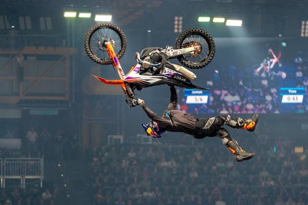 Luc Ackermann Germany in action at the freestyle motocross show Night of the Jumps in Munich on 12 04 2025