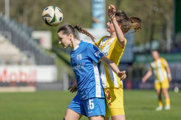 19 04 2025, Hänsch Arena, Meppen, GER, 2 Frauen Bundesliga SV Meppen 1 FC Union Berlin, Sonja Lux SV Meppen 15 DFL REGULATIONS PROHIBIT ANY USE OF PHOTOGRAPHS AS IMAGE SEQUENCES AND OR QUASI VIDEO Meppen Lower Saxony Germany Hänsch Arena