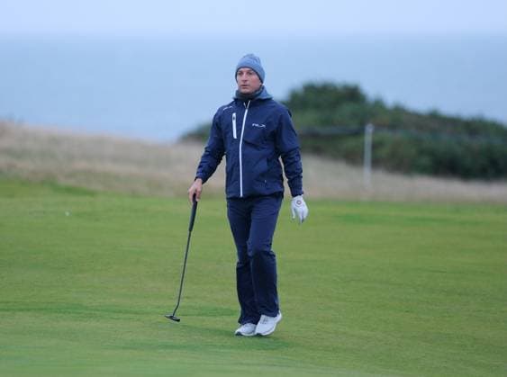 UK: The Alfred Dunhill Links Championship at Kingsbarns, St Andrews, Scotland on 30 September 2022 Pictured: Ex-footballer Mark Noble on the 9th fairway at Kingsbarns during the second round of the Alfred Dunhill Links Championship 2022 St Andrews Fife Scotland Copyright: xAlexxToddx