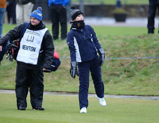 UK: The Alfred Dunhill Links Championship at Kingsbarns, St Andrews, Scotland on 30 September 2022 Pictured: Hollywood star Kathryn Newton on the 10th tee at Kingsbarns during the second round of the Alfred Dunhill Links Championship 2022 St Andrews Fife Scotland Copyright: xAlexxToddx