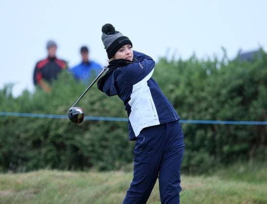 UK: The Alfred Dunhill Links Championship at Kingsbarns, St Andrews, Scotland on 30 September 2022 Pictured: Hollywood star Kathryn Newton on the 10th tee at Kingsbarns during the second round of the Alfred Dunhill Links Championship 2022 St Andrews Fife Scotland Copyright: xAlexxToddx