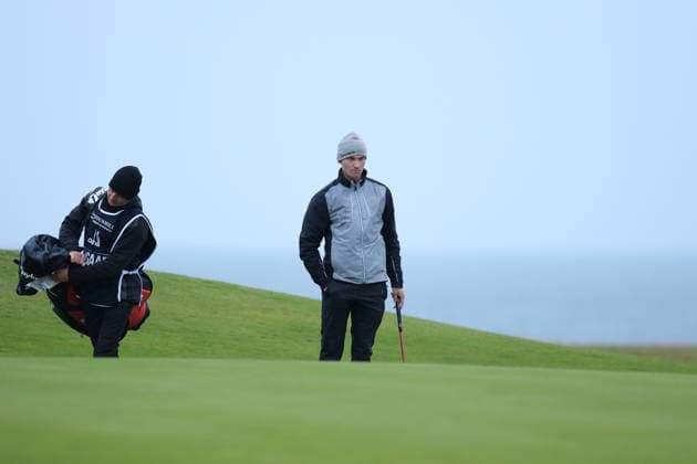 UK: The Alfred Dunhill Links Championship at Kingsbarns, St Andrews, Scotland on 30 September 2022 Pictured: Rasmus Hojgaard (Denmark) on the 9th fairway at Kingsbarns during the second round of the Alfred Dunhill Links Championship 2022 St Andrews Fife Scotland Copyright: xAlexxToddx
