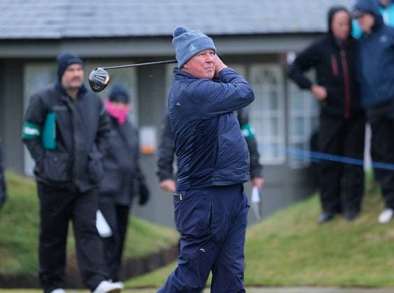 UK: The Alfred Dunhill Links Championship at Kingsbarns, St Andrews, Scotland on 30 September 2022 Pictured: Chief Executive of the R&A Martin Slumbers on the 10th tee at Kingsbarns during the second round of the Alfred Dunhill Links Championship 2022 St Andrews Fife Scotland Copyright: xAlexxToddx