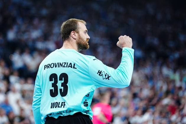 Cheering after Andreas Wolffs save THW Kiel, 33 GER, THW Kiel vs Limoges Handball, Handball, EHF European League, Quarter-final, second leg, 2024 2025 season, 29 04 2025 GER, THW Kiel vs Limoges Handball, Handball, EHF European League, Quarter-final, second leg, 2024 2025 season, 29 04 2025 Kiel Copyright: xEibner-Pressefoto MarcelxvonxFehrnx EP_MFN