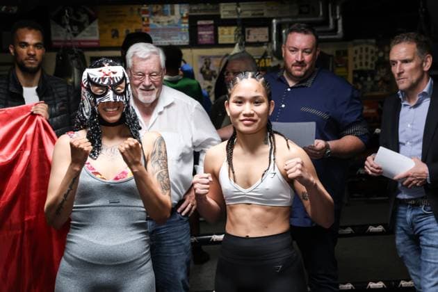 Boxing Boxing in the North, Waage, Hamburg, 30 04 2025 WBF World Championship Fai Phannarai GER Isis Vargas Perez MEX Hamburg Germany