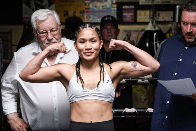 Boxing Boxing in the North, Waage, Hamburg, 30 04 2025 WBF World Championship Fai Phannarai GER Isis Vargas Perez MEX Hamburg Germany