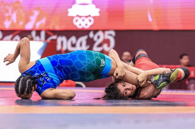 Wrestling U20 African Championships 50kg WW Malak Ahmed Mohamed Hassan Mohamed Ahmed EGY df Hajar Kaneb MAR Copyright: xUnitedxWorldxWrestlingx xAmirrezx United World Wrestling Kadir C